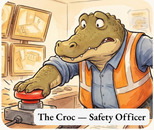 The Croc, the book's safety officer.
